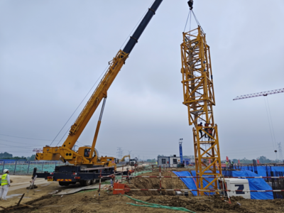 中國能源建設(shè)集團安徽電力建設(shè)第二工程 工程建設(shè) 六安電廠#1機組鍋爐固定端10t塔吊順利安裝